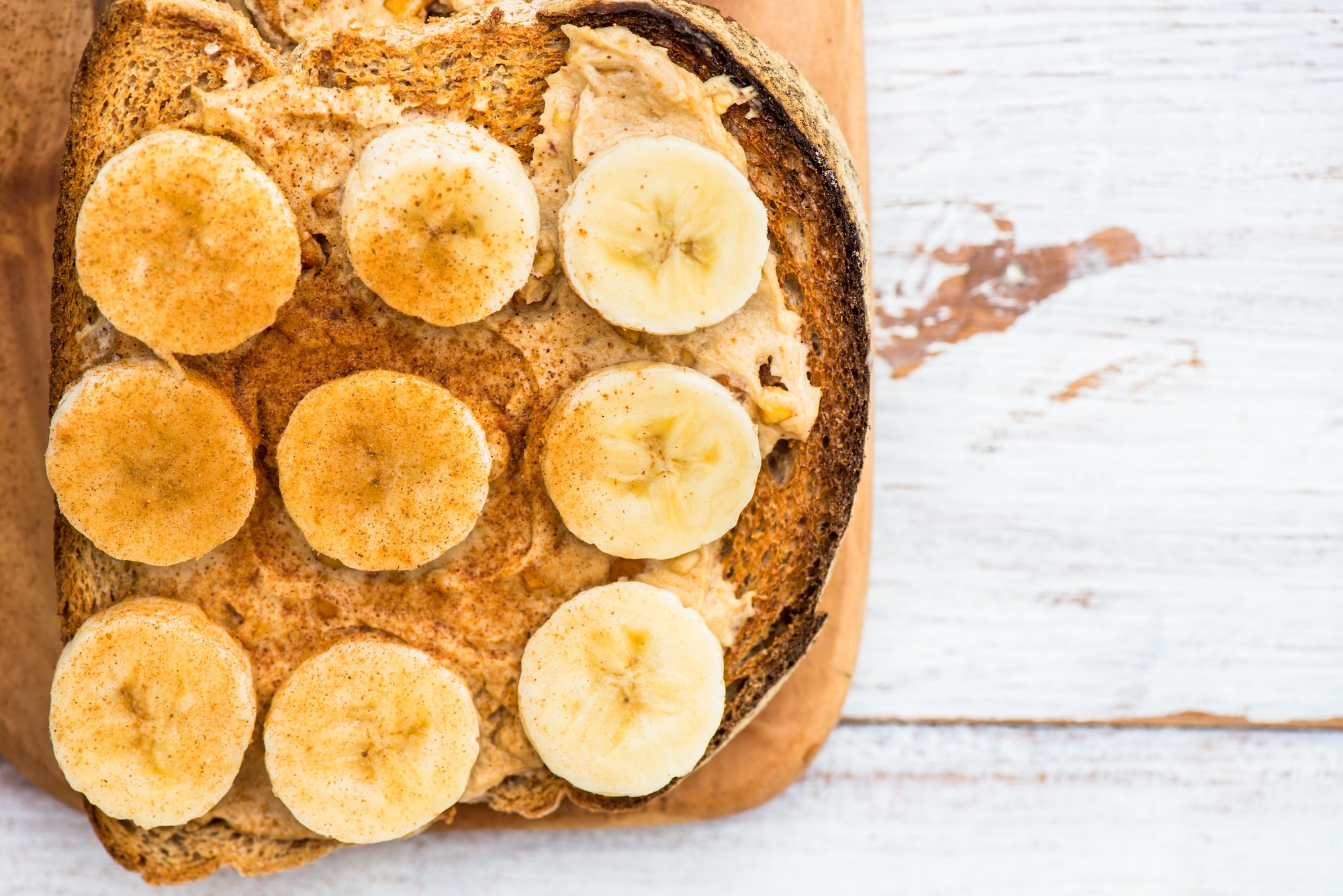 Toasts from Wholewheat Bread with Peanut Butter and Banana