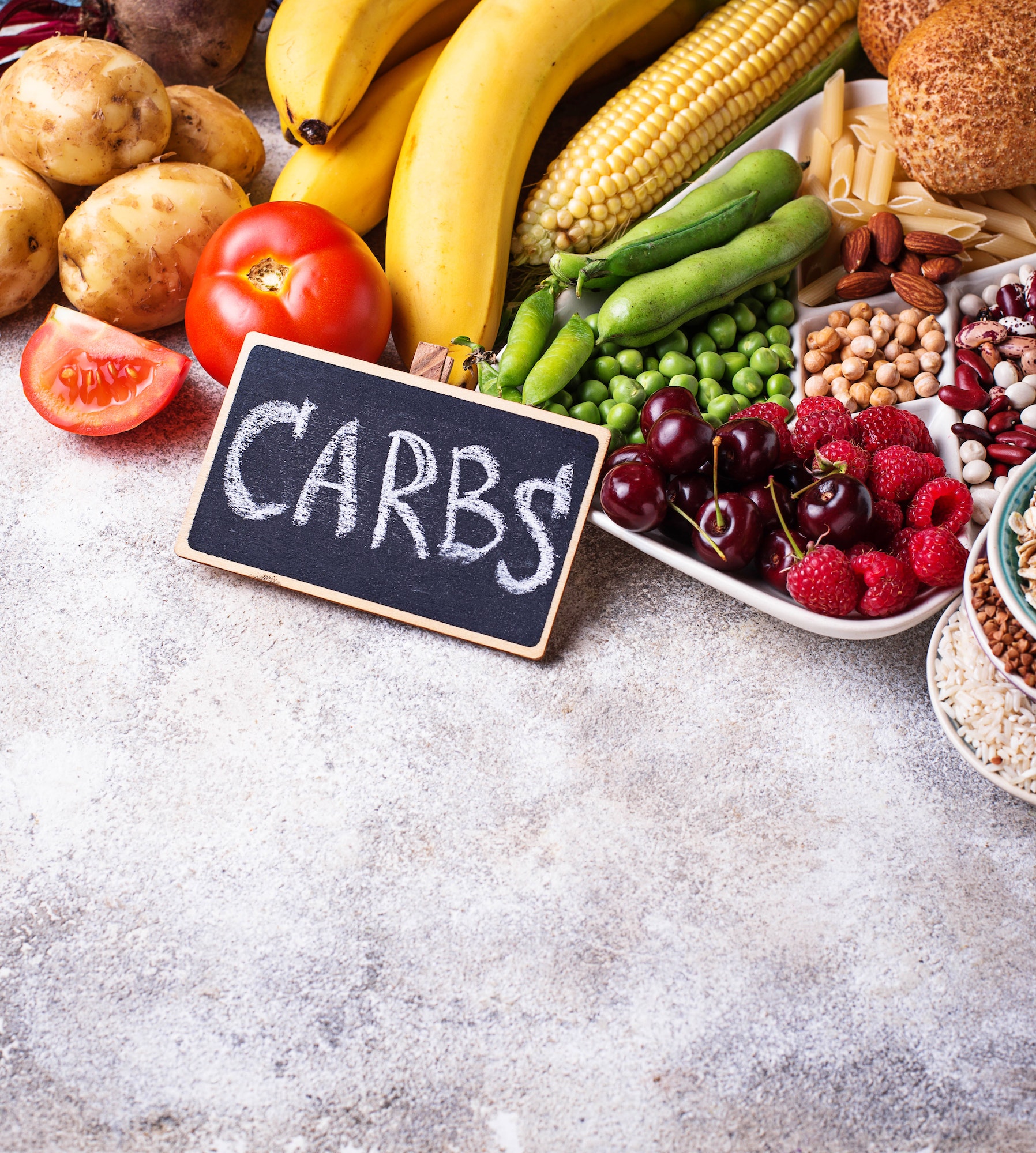 Healthy products sources of carbohydrates.